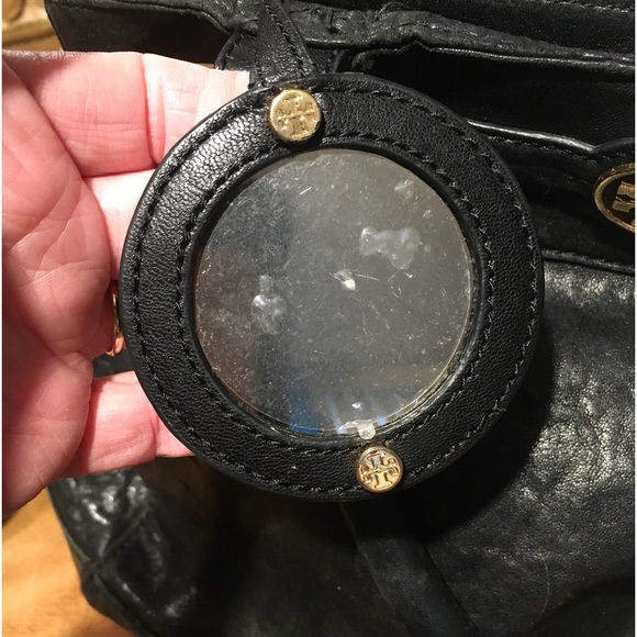 Tory Burch Leather Gold Tone Metal Parts, Zipper Pull, Mirror, T Plaque, Handles - Picture 6 of 7